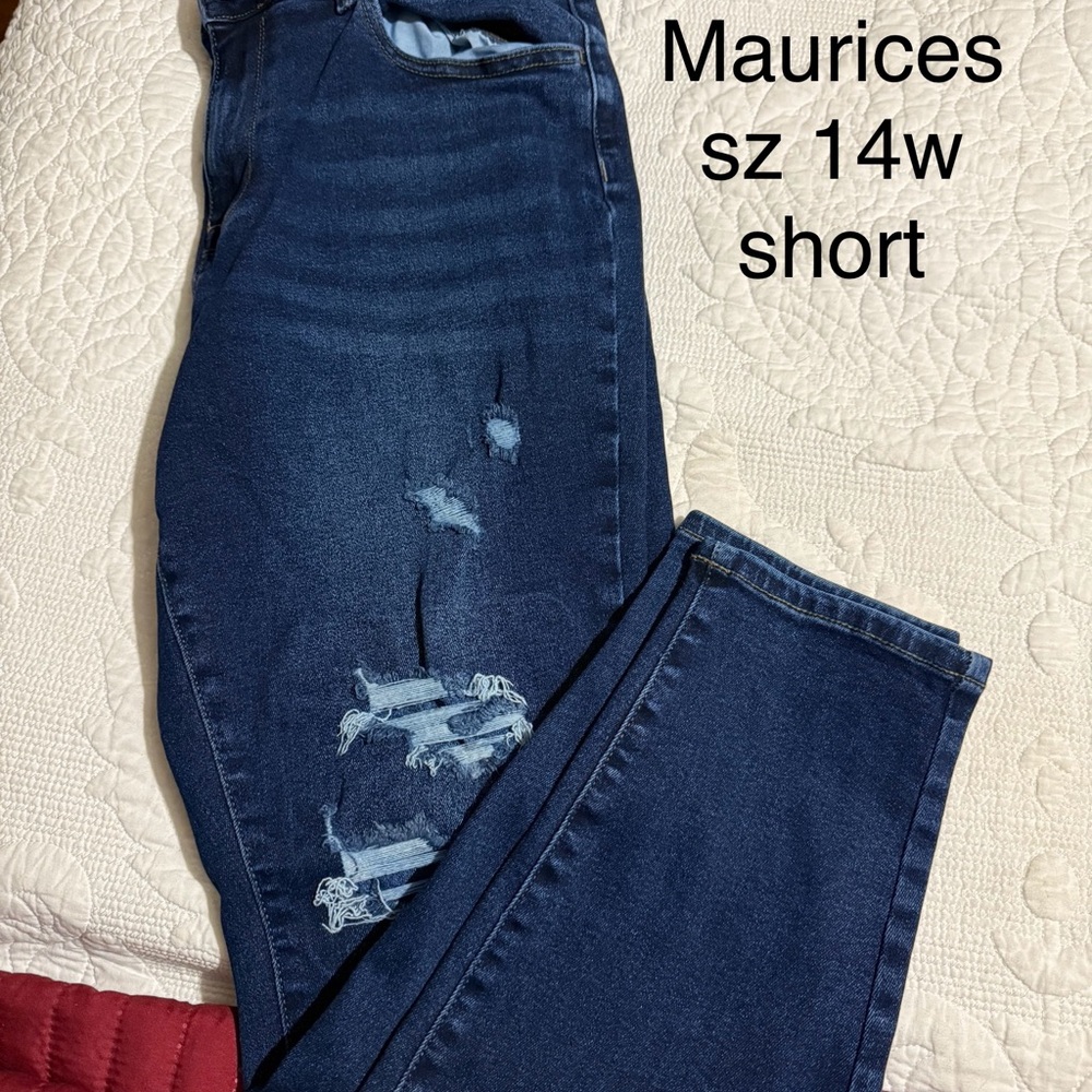 Maurices Women's Dark Blue Ripped Skinny Jeans